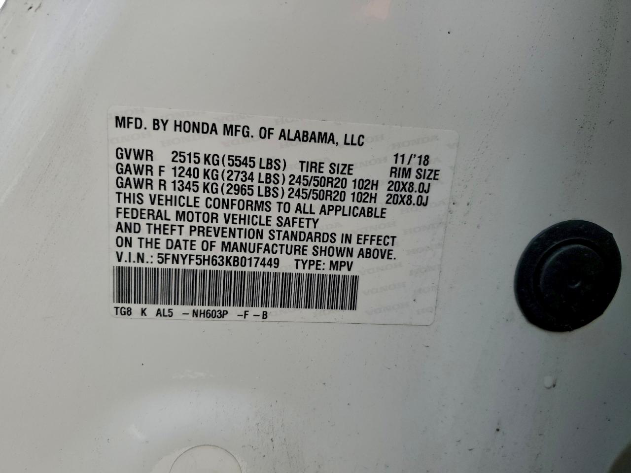 Honda Pilot Touring Image 7